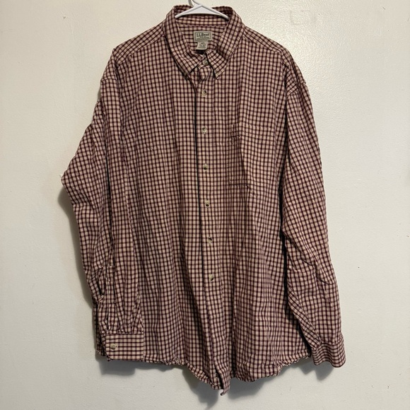 L.L. Bean Men's Plaid Shirt Checked Size XXL Regular Cotton Button Down - Picture 2 of 7